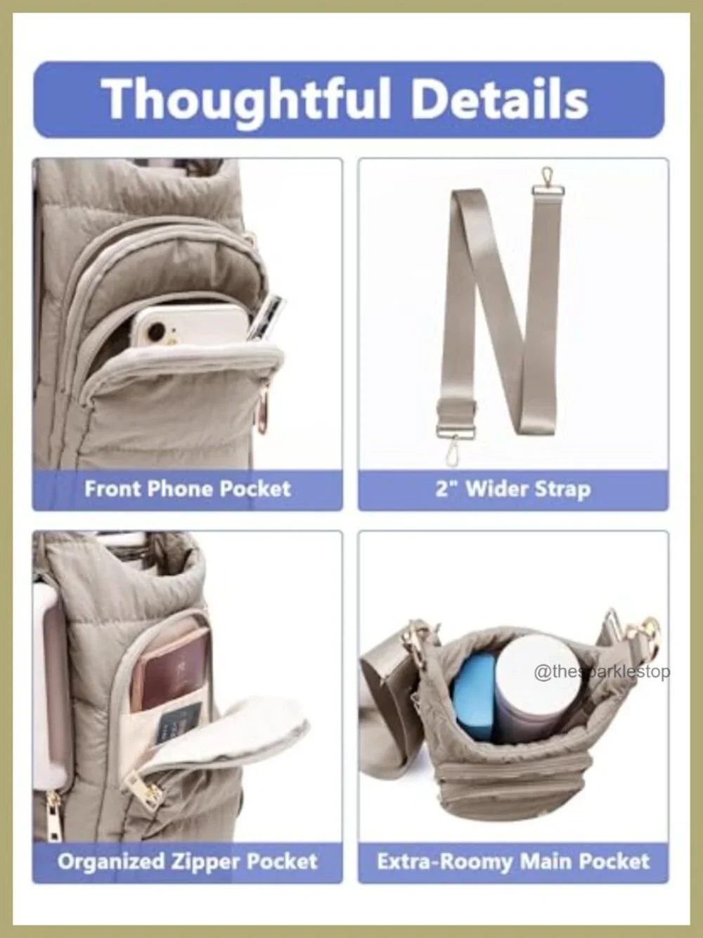 Water Bottle Holder with Strap for 20-40 oz Crossbody Carrier Nylon